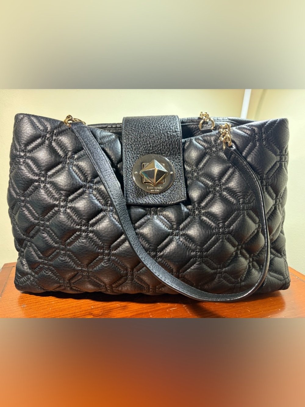 Kate Spade New York Astor Court Rachelle Bag Black/Glitter Quilted Leather